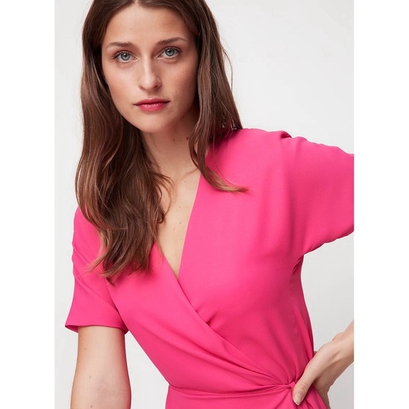Babaton | Wallace Wrap Dress Hot Pink Small Aritzia - Picture 3 of 10
